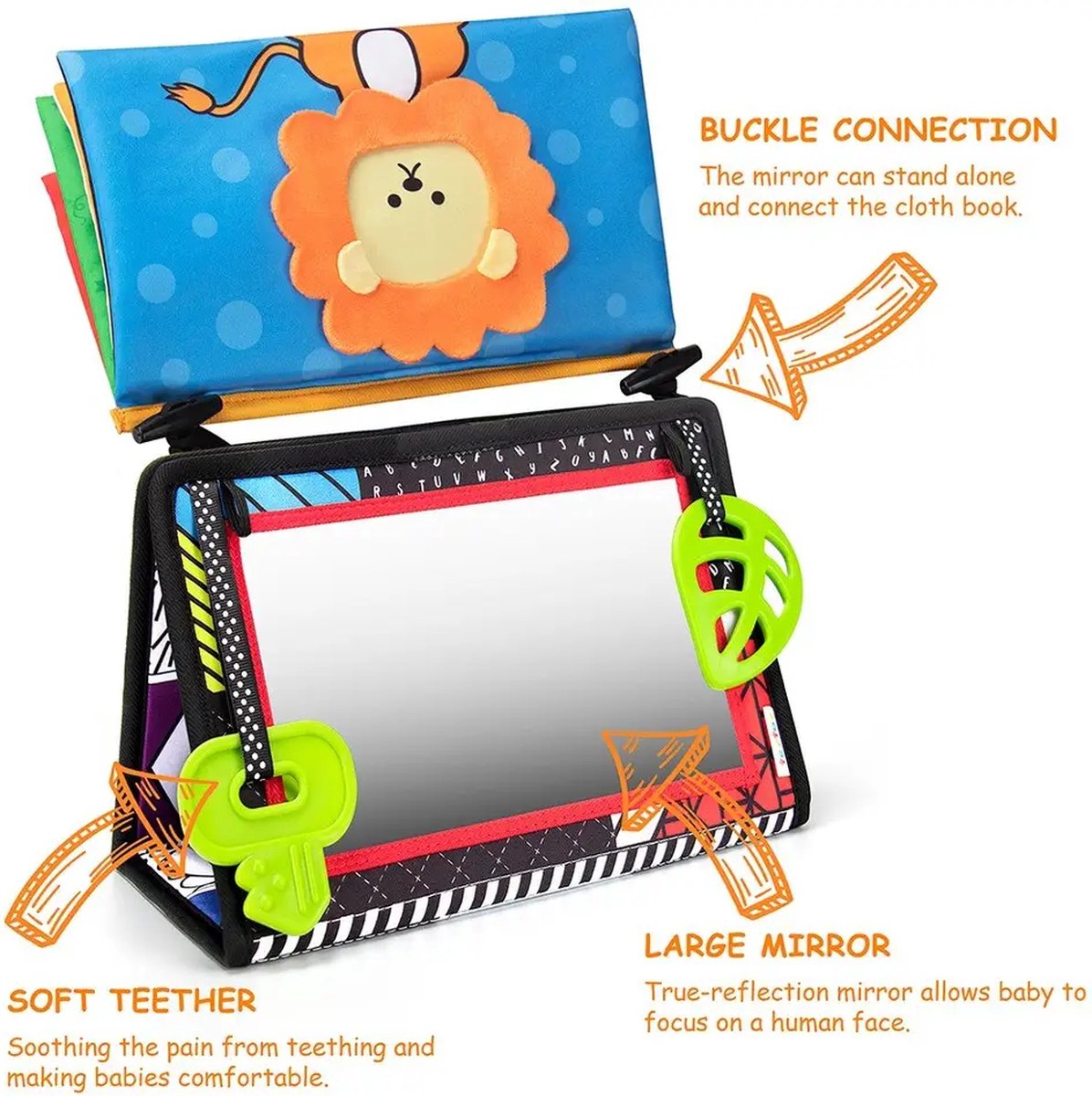 RyC Toys Tummy time mirror | tummy time speelgoed | zintuiglijk speelgoed met hoog contrast | sensorisch speelgoed voor babys | sensorische spiegel voor baby | zwart-wit speelgoed voor baby